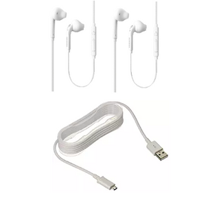 2 Pack Samsung Earbuds  + 1 Samsung OEM Micro USB Charging Cable - Ships Next Day!
