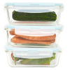 6 Piece Glass Food Container Set w/ Snap on Airtight Lids (28 Oz each) - Ships Next Day!