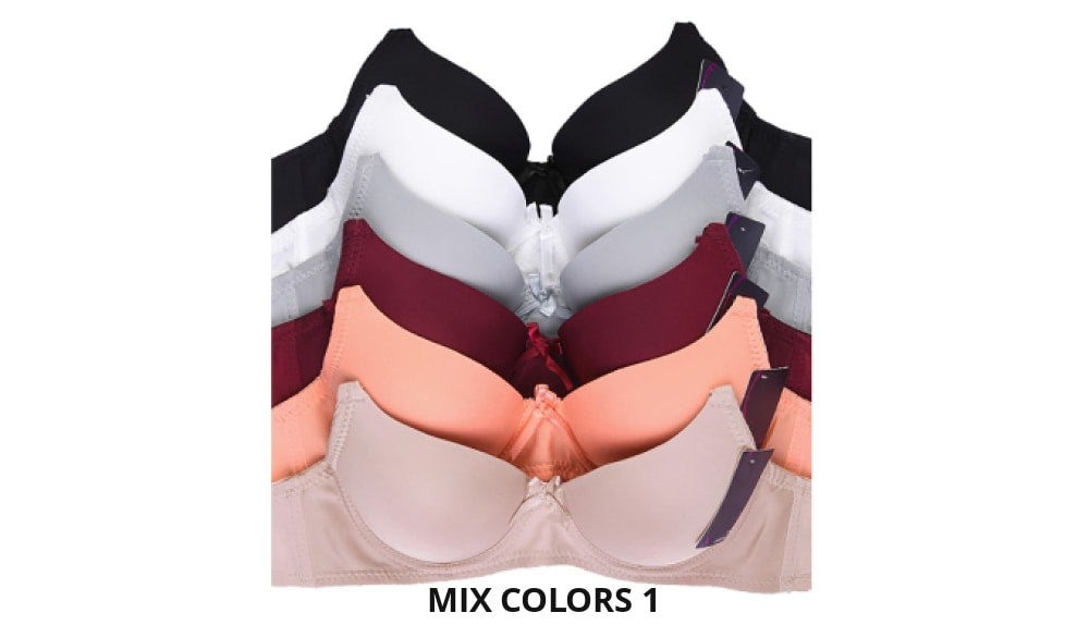6 Pack: Mechaly Premium Styles Womens Full Cup Plain Bra Set - Ships Next Day! Apparel