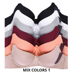 6 Pack: Mechaly Premium Styles Womens Full Cup Plain Bra Set - Ships Next Day! Apparel