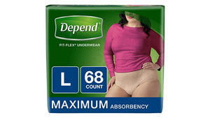 68 Count: Depend FIT-FLEX Incontinence Underwear for Women, Maximum Absorbency, (Bulk Packaging)