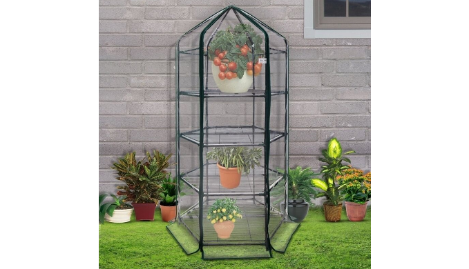 Ultra-Deluxe 4 Tier Hexagonal Flower Planthouse - Ships Next Day!