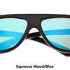 Earth Wood Polarized Aviator Sunglasses - Ships Next Day! Espresso Wood/blue