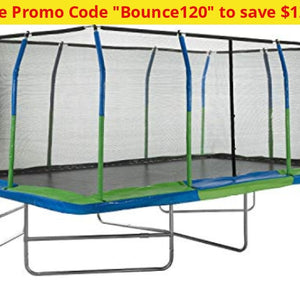Mega Outdoor Trampoline With Fiber Flex Enclosure System 10 X 17 | Safe & Fun Exercise - Ships Next