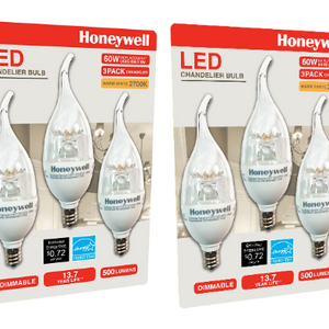 PRICE DROP: 6 Pack: Honeywell B116027HB320 LED Chandelier Dimmable Light Bulbs - 60W Soft White Light - Great For Lower Energy Bills!