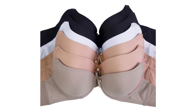 6 Pack: Mechaly Polyester Plain Seamless Comfort Assorted Colors Bras - Ships Next Day!