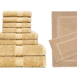 PRICE DROP: Luxury Hotel 100% Cotton Super Soft Bath Towels + Mats 10 Piece Gift Set (2 Bath, 2 Hand, 4 Washcloth, 2 Large Mats)