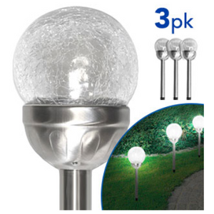 3, 6 or 9 Packs: Solar Crinkled Glass  Stake Lights - Ships Next Day!