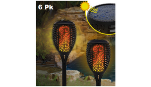6 Pack: Solar Flickering Flame Stake Lights (Smaller Qty Packs Available) - Ships Next Day!