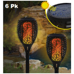 6 Pack: Solar Flickering Flame Stake Lights (Smaller Qty Packs Available) - Ships Next Day!