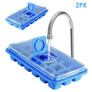 2 or 6 Pack: No-Spill Ice Cube Trays w/ Silicone for Easy Ice Removal - Ships Next Day!