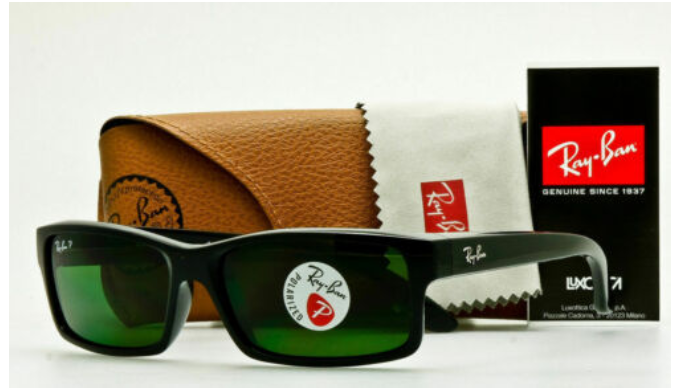 Ray-Ban Polarized Glossy Black W/Green Lens Sunglasses (RB4151 601/2P 59MM)