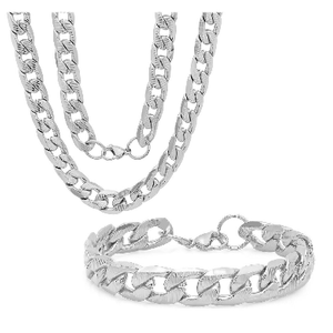 Silver toned bracelet and necklace set