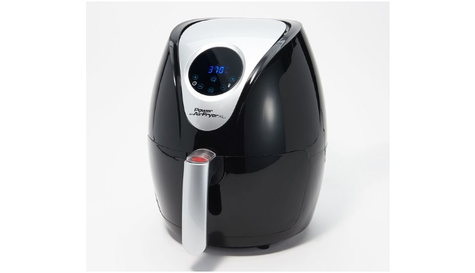 Lowest Price Ever: Power Xl 2.4-Qt Digital 1200W Air Fryer With Recipes And Divider (Renewed) Black