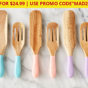 2 For $24.99: Mad Hungry 6-Piece Spurtles With Gift Boxes (Acacia Wood Or Silicone) - Ships Quick!
