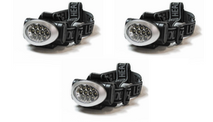 PRICE DROP: Pack of 3 - Water Resistant 20 Lumens 10 LED Headlamp - Ships Quick!