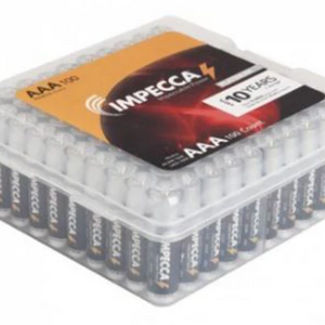 Impecca 100-Pack Platinum Alkaline Batteries (AA or AAA) + Free 2 Day Shipping!