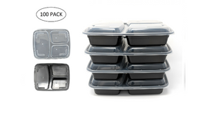 WOW! 30¢ EACH! 100 Pack: THE BEST Reusable Meal Prep Bento Lunch Containers w/ Vented Lid - Commercial Quality & Microwave Safe!