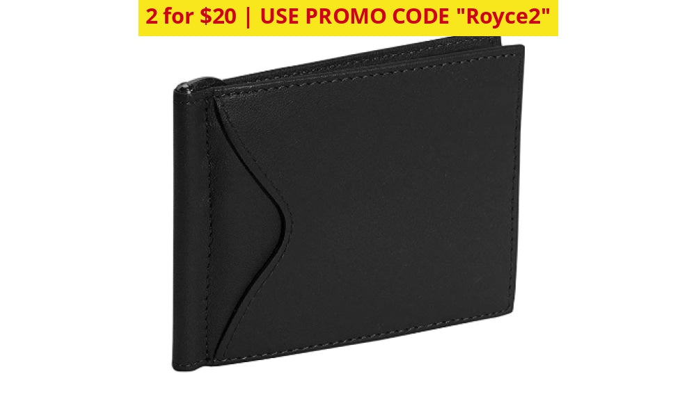 2 For $20: Royce New York Premium Leather Card Case With Money Clip - Ships Quick! Black Home