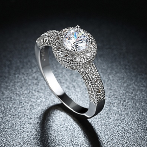 1.90 CTTW Single Crystal Multi Pav'e Engagement Ring Set in 18K White Gold