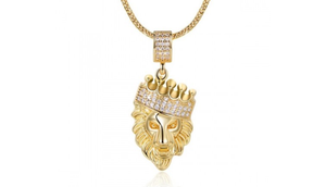 Lion Head Pendant in FoxTail Chain Necklace - 2 Colors