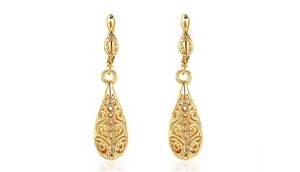 18K Gold Laser Cut Filigree Drop Earrings