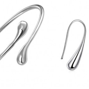 Silver Waterdrop Bangle and Hook Earrings Set