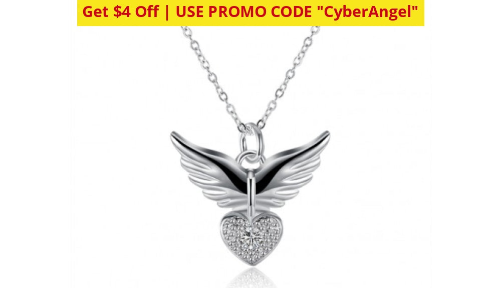 Guardian Angel Necklace In 14K White Gold Selloff