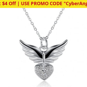 Guardian Angel Necklace In 14K White Gold Selloff