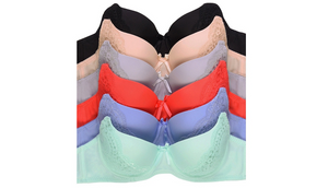 Pack of 6 Women's Plain and Lace Bras