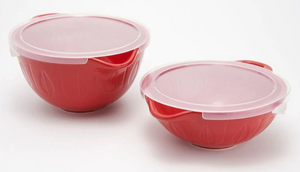 Mad Hungry 2-Piece Lipnloop Mixing Bowl With Lids - Ships Quick! Red Home