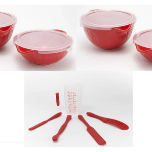 Mad Hungry 13-Piece Lip'n'Loop Mixing Bowl with Lids + Silicone Spurtle Set w/ Measuring Cup