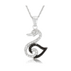 Sterling Silver Black Diamond Accent Swan Pendant with Chain - Guaranteed by Mother's Day* + FREE RETURNS!