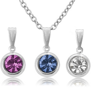 5mm Pink, Blue, and White Crystal Pendant with 18" chain + FREE RETURNS!