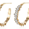 14K Gold Plating Emerald Cut Asymmetrical Swarovski Elements Earrings