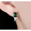 14K Gold Plating Emerald Cut Green Swarovski Elements Twisted Pav'e Lever back Earrings