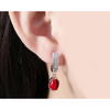 14K Gold Plating Red Larimar White Swarovski Elements Earrings