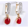14K Gold Plating Red Larimar White Swarovski Elements Earrings