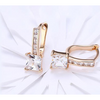 14K Gold Plating White Swarovski Elements Sleek Lever back Earrings