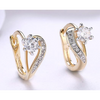 14K Gold Plating White Swarovski Curved Earrings