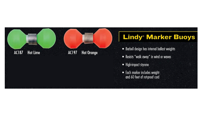 Pack of 2: Lindy Marker Buoy for Fishing - Internal Ballast Weights and 60  ft of Rot-Proof Cord - Ships Quick!