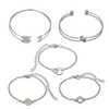5 Piece Pav'e Loveknot Bracelet Silver Set
