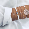 Arcoris White Marble Filigree Pendant & Love 5 Piece Bracelet Set
