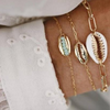 Turquoise Sea-Shell 3 Piece Bracelet Set in 14K Gold