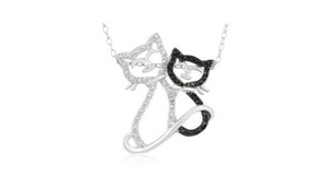 Bogo! Sterling Silver Black & White Diamond Accent Animal Pendants With Chain + Free Returns! Double