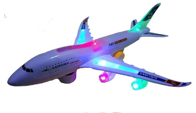 Luxury Airplane Light Up Toy w Auto Drive Flashing Lights