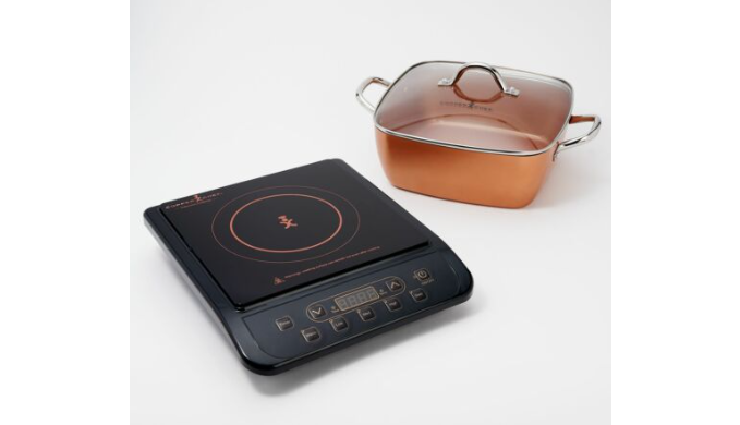 5-Piece Copper Chef 1300W Induction Cooktop with 11" Casserole Set (Certified Refurbished) - Ships Quick!