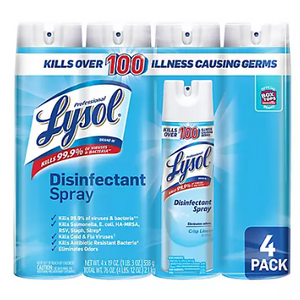 4-Pack: Lysol Disinfectant Spray Crisp Linen - Ships Quick!