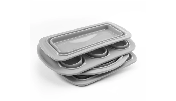 NEW Cook's Companion * BLUE * COLLAPSIBLE SILICONE Bakeware - SET OF 4 -  NEW