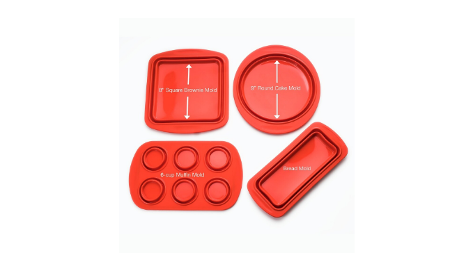 Cook's Companion 4-Piece Collapsible Silicone Bakeware Set, Gray